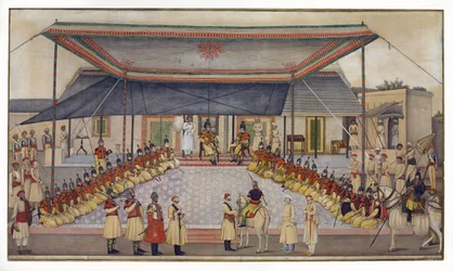 Colonel James Skinner tenant un Durbar Régimentaire, 1827